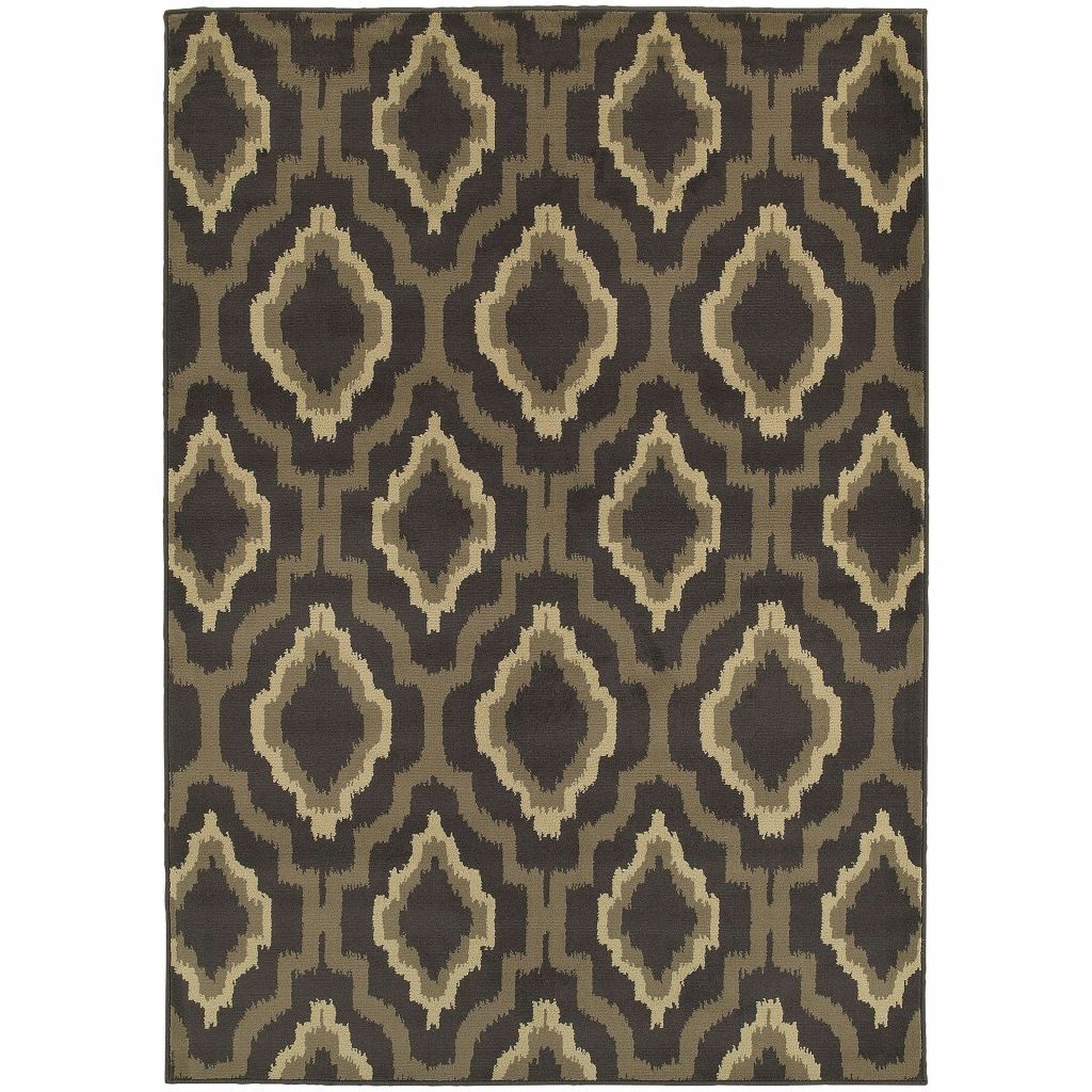 Brentwood Charcoal Taupe Geometric Ikat Transitional Rug - Free Shipping
