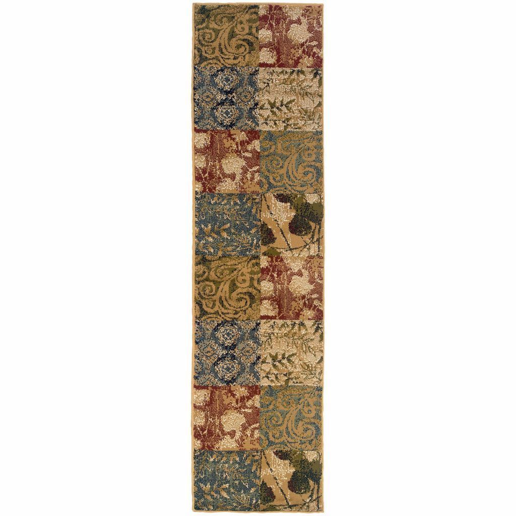 Camden Beige Green Floral  Transitional Rug - Free Shipping
