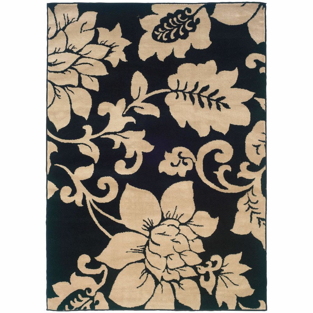 Woven - Camden Black Ivory Floral  Contemporary Rug