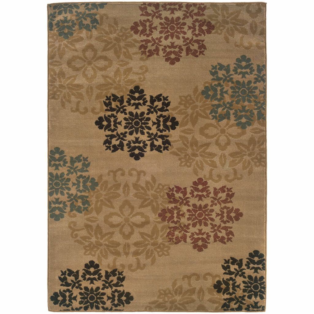 Camden Gold Red Floral  Transitional Rug - Free Shipping
