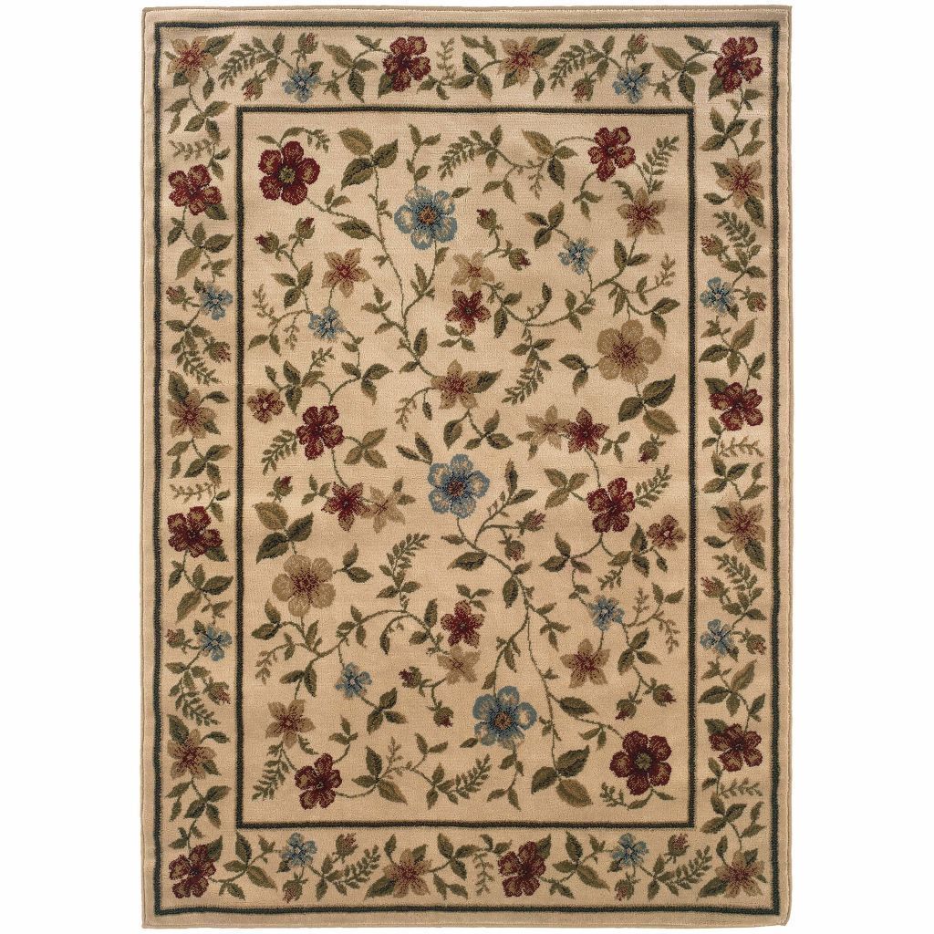 Woven - Camden Ivory Beige Floral  Traditional Rug