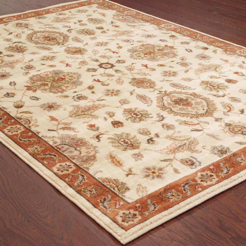Woven - Casablanca Beige Rust Floral  Traditional Rug