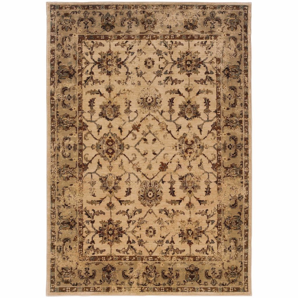 Casablanca Ivory Beige Oriental Floral Traditional Rug - Free Shipping