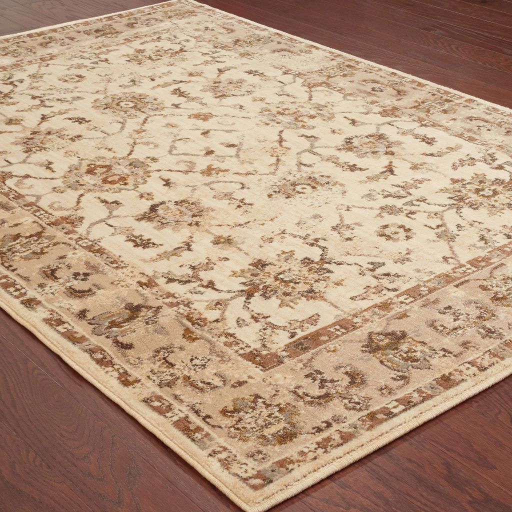 Woven - Casablanca Ivory Beige Oriental Floral Traditional Rug