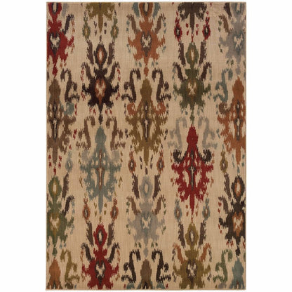 Casablanca Ivory Multi Floral Ikat Transitional Rug - Free Shipping
