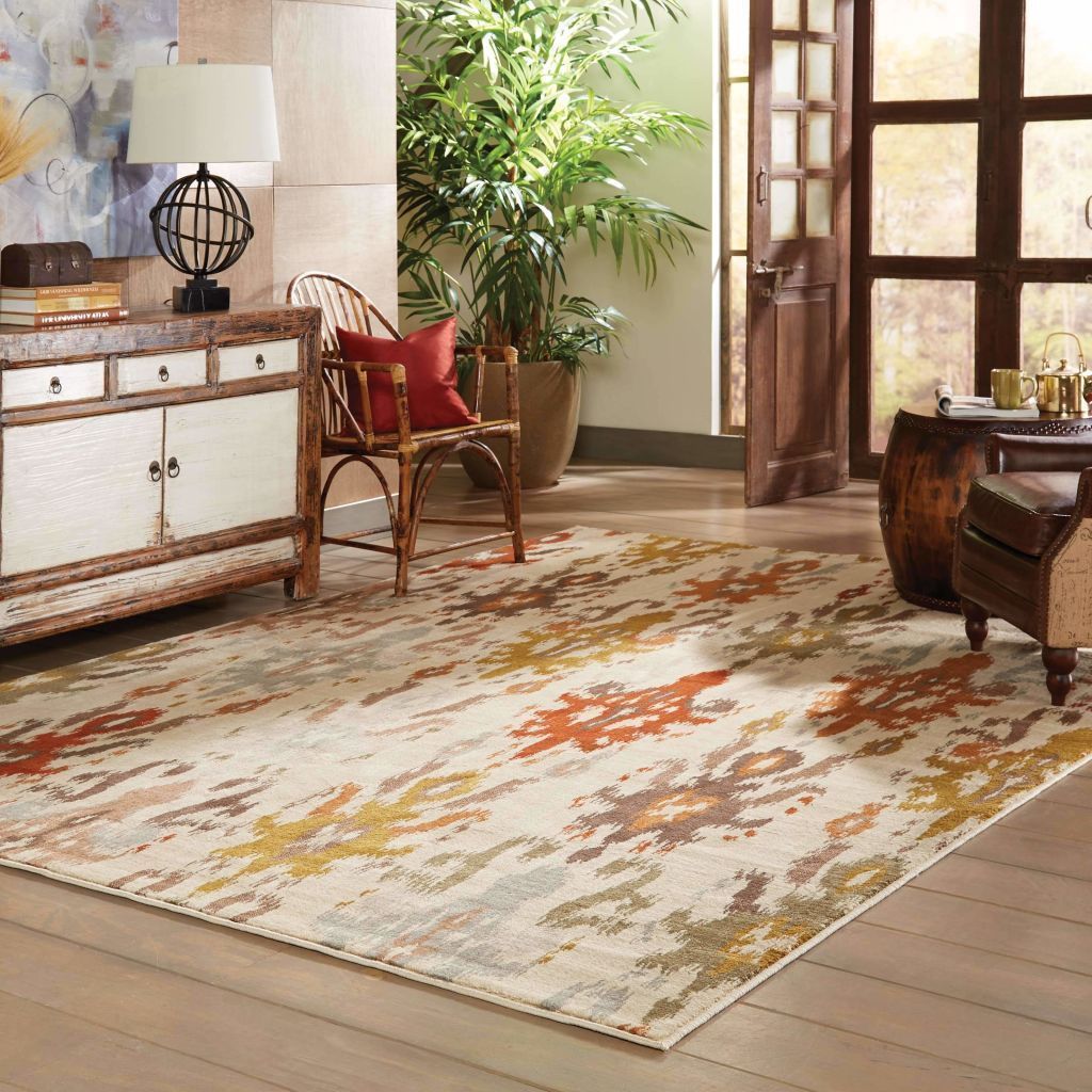 Woven - Casablanca Ivory Multi Floral Ikat Transitional Rug
