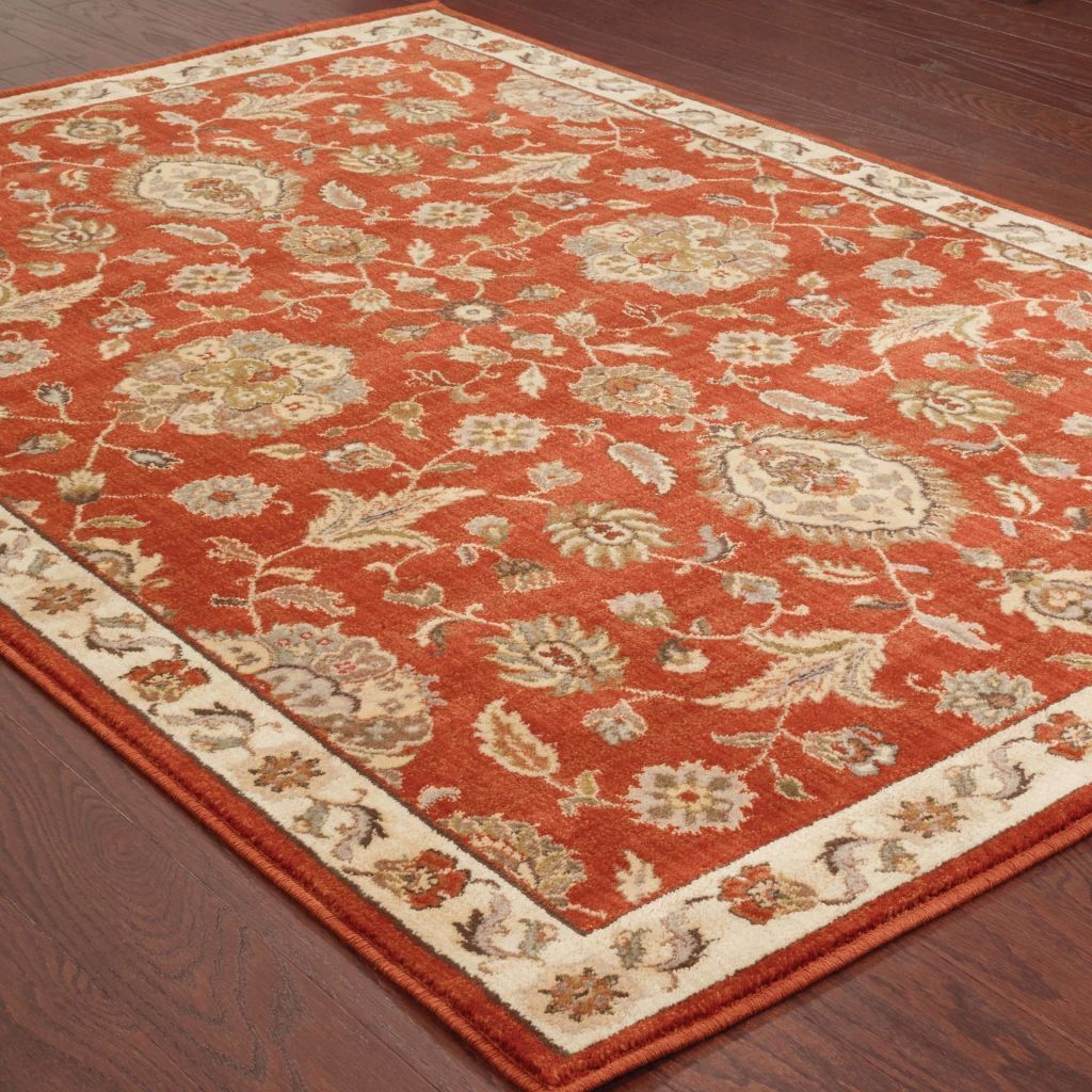 Woven - Casablanca Red Beige Floral  Traditional Rug