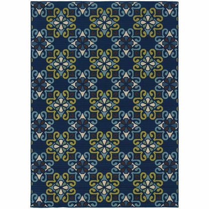 Caspian Blue Green Floral  Outdoor Rug - Free Shipping