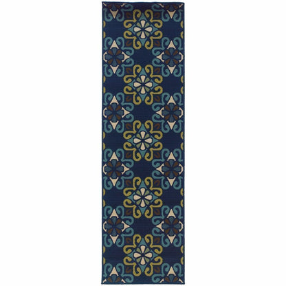 Woven - Caspian Blue Green Floral  Outdoor Rug