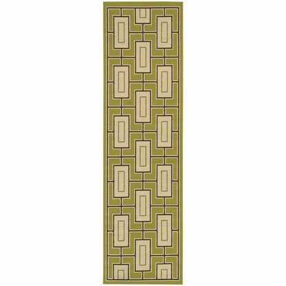 Woven - Caspian Green Ivory Geometric  Outdoor Rug