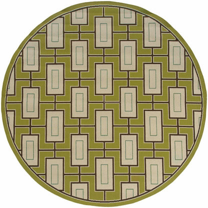 Woven - Caspian Green Ivory Geometric  Outdoor Rug