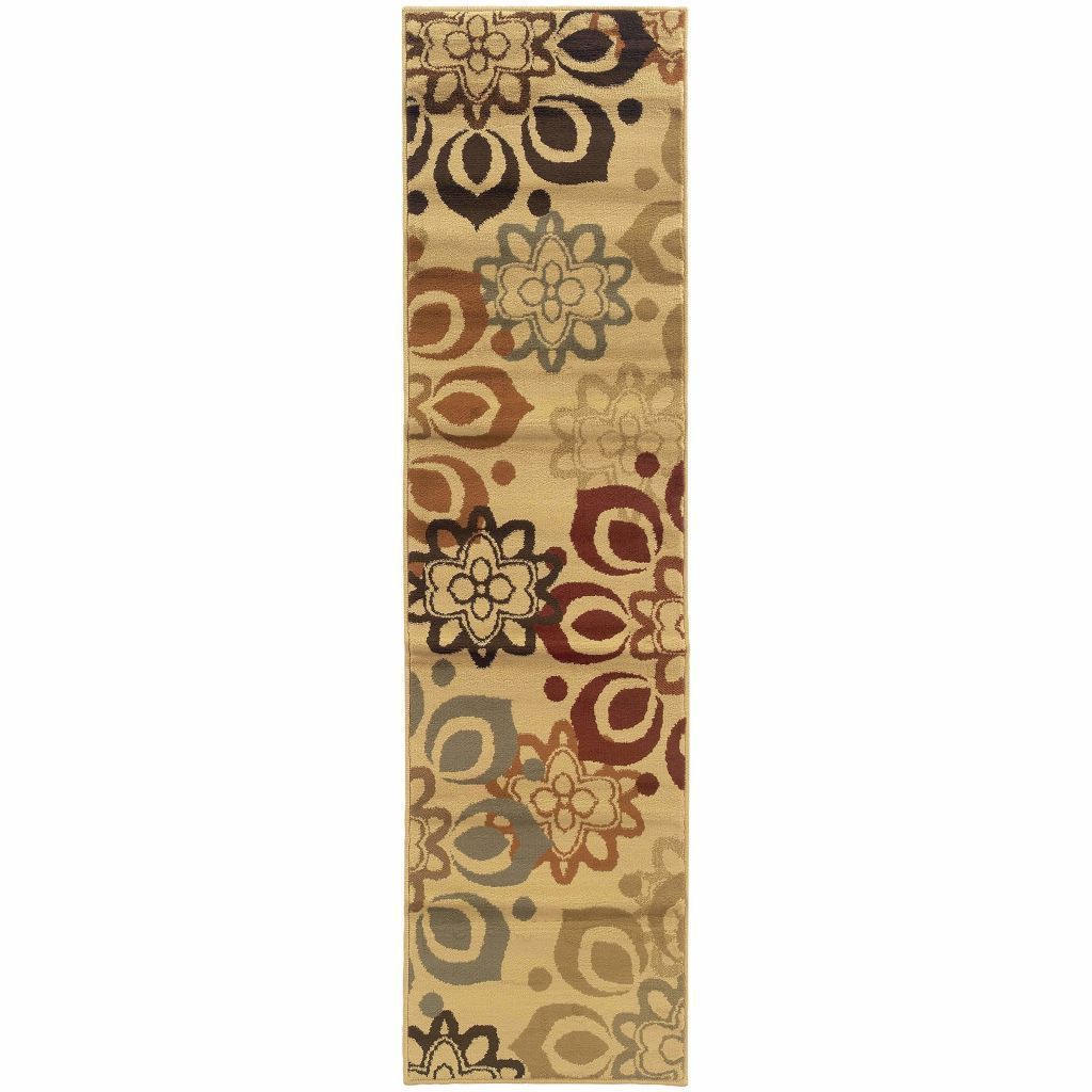 Woven - Darcy Beige Rust Floral  Transitional Rug
