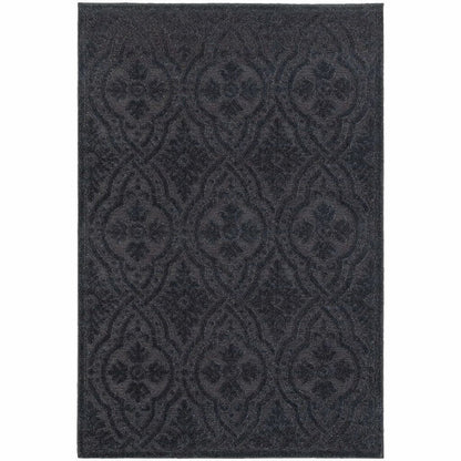 Elisa Navy Blue Solid Medallion Contemporary Rug - Free Shipping