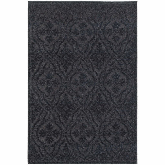 Elisa Navy Blue Solid Medallion Contemporary Rug - Free Shipping