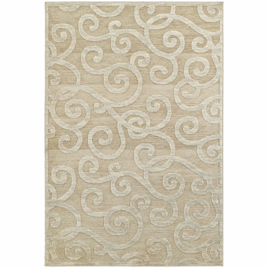 Elisa Sand Beige Solid Geometric Contemporary Rug - Free Shipping