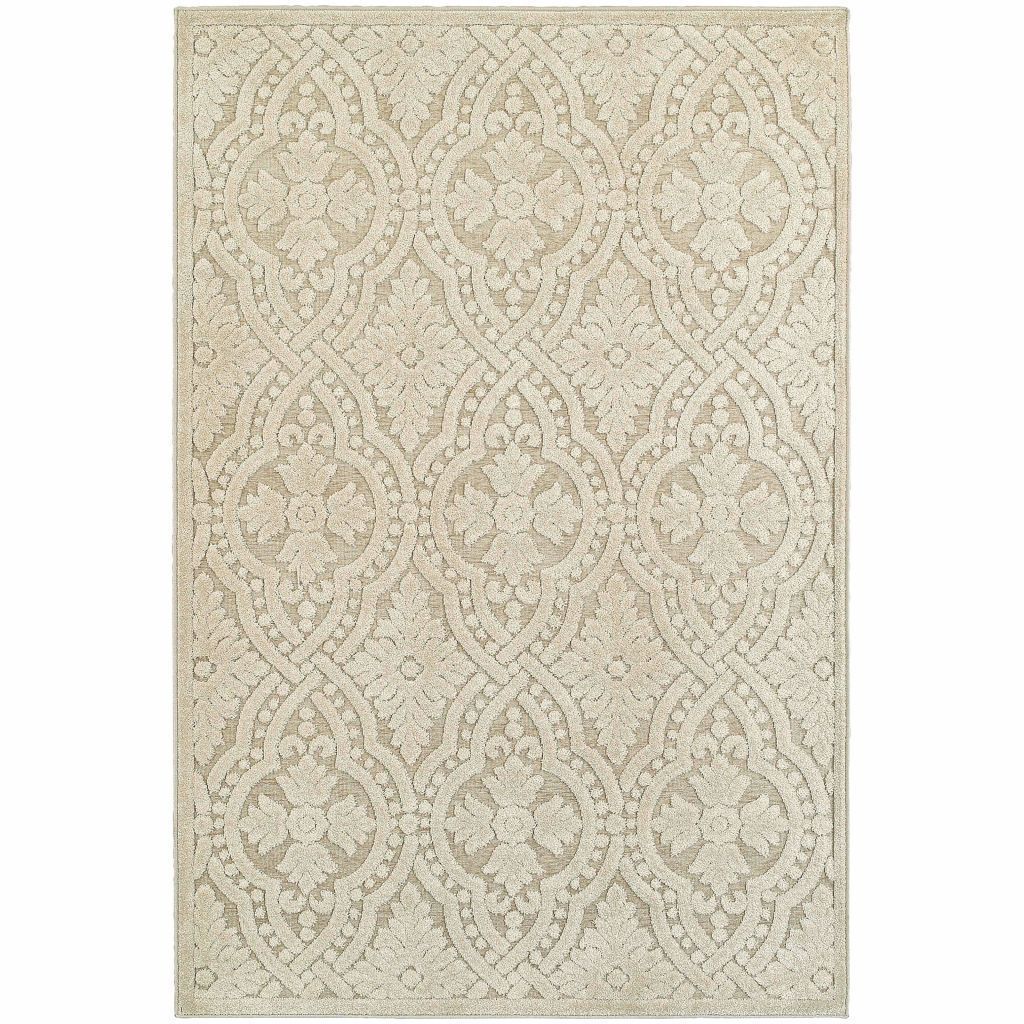 Elisa Sand Beige Solid Medallion Contemporary Rug - Free Shipping
