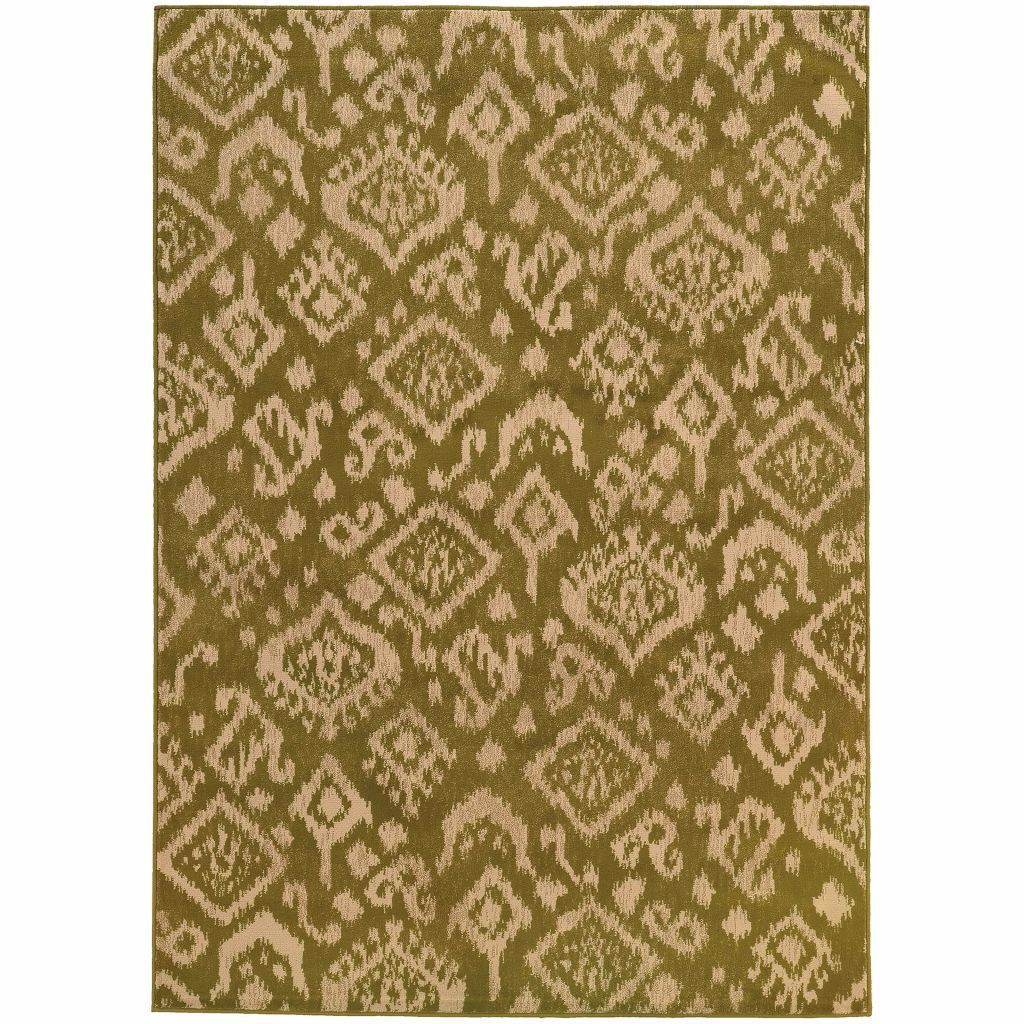 Ella Green Beige Abstract Tribal Ikat Transitional Rug - Free Shipping