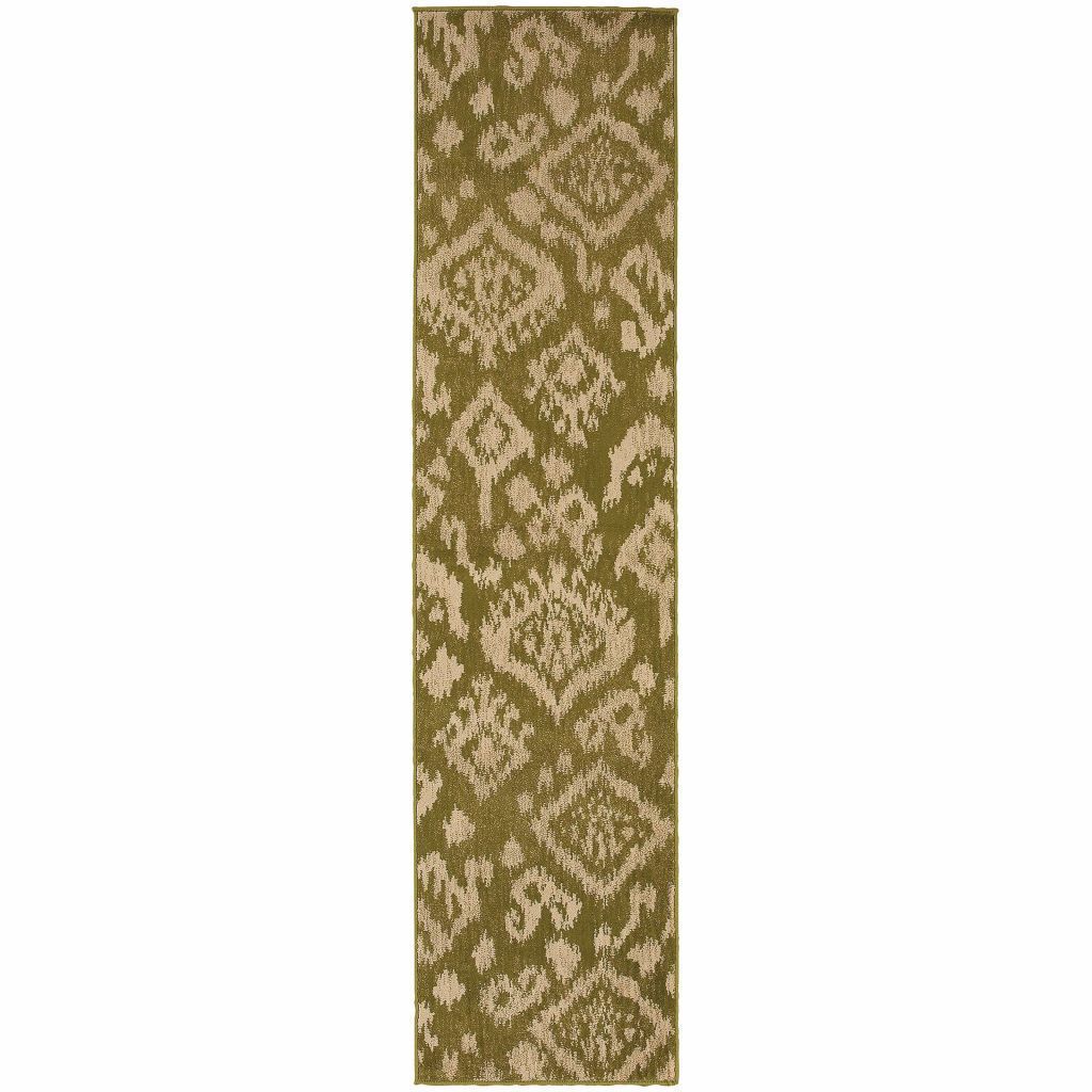 Woven - Ella Green Beige Abstract Tribal Ikat Transitional Rug