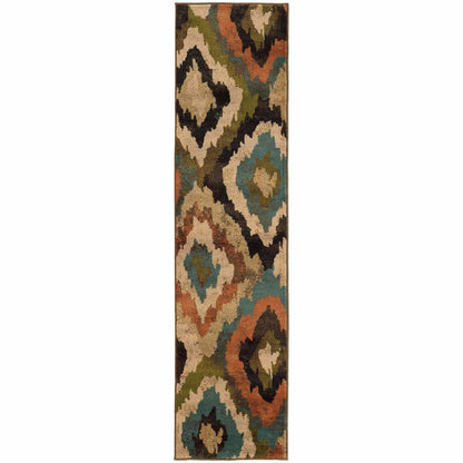 Woven - Emerson Blue Brown Abstract Ikat Contemporary Rug