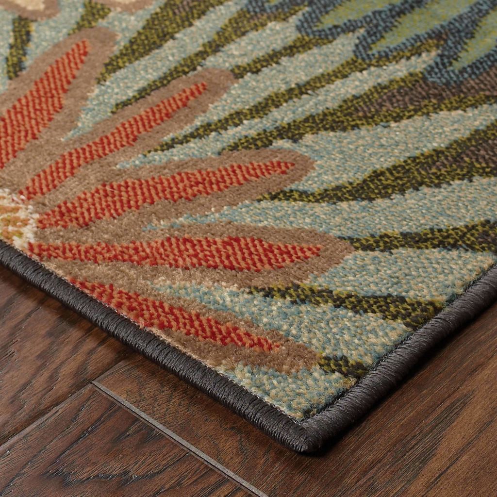 Woven - Emerson Brown Beige Floral  Contemporary Rug