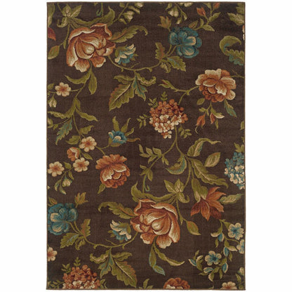Emerson Brown Green Floral  Transitional Rug - Free Shipping