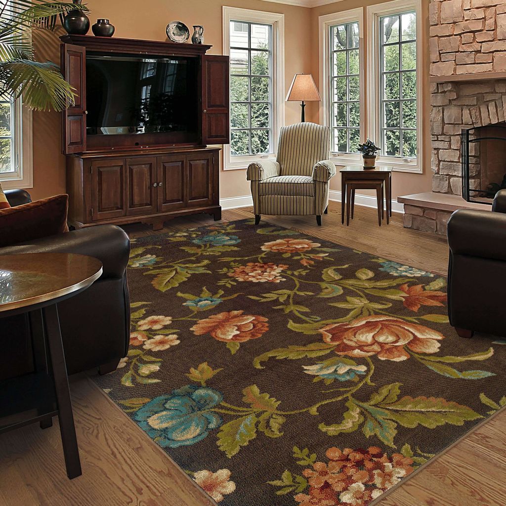 Woven - Emerson Brown Green Floral  Transitional Rug