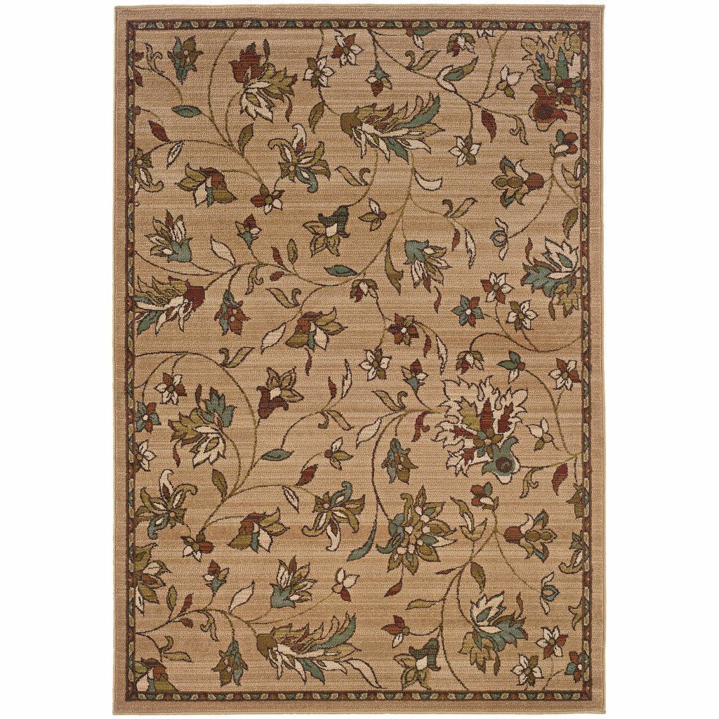 Emerson Gold Brown Floral  Transitional Rug - Free Shipping