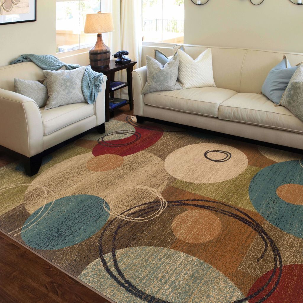 Woven - Emerson Gold Brown Geometric Circles Contemporary Rug