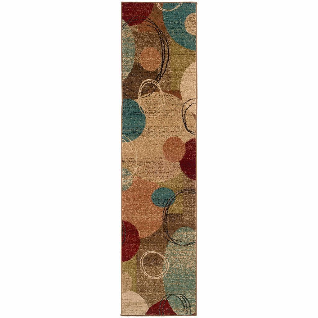 Woven - Emerson Gold Brown Geometric Circles Contemporary Rug