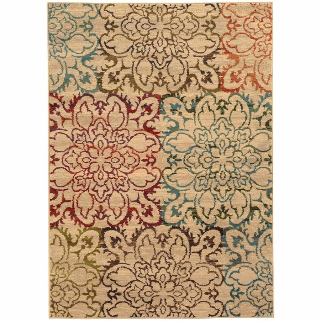 Emerson Ivory Multi Floral  Transitional Rug - Free Shipping