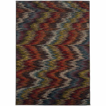 Emerson Multi Black Abstract Ikat Contemporary Rug - Free Shipping