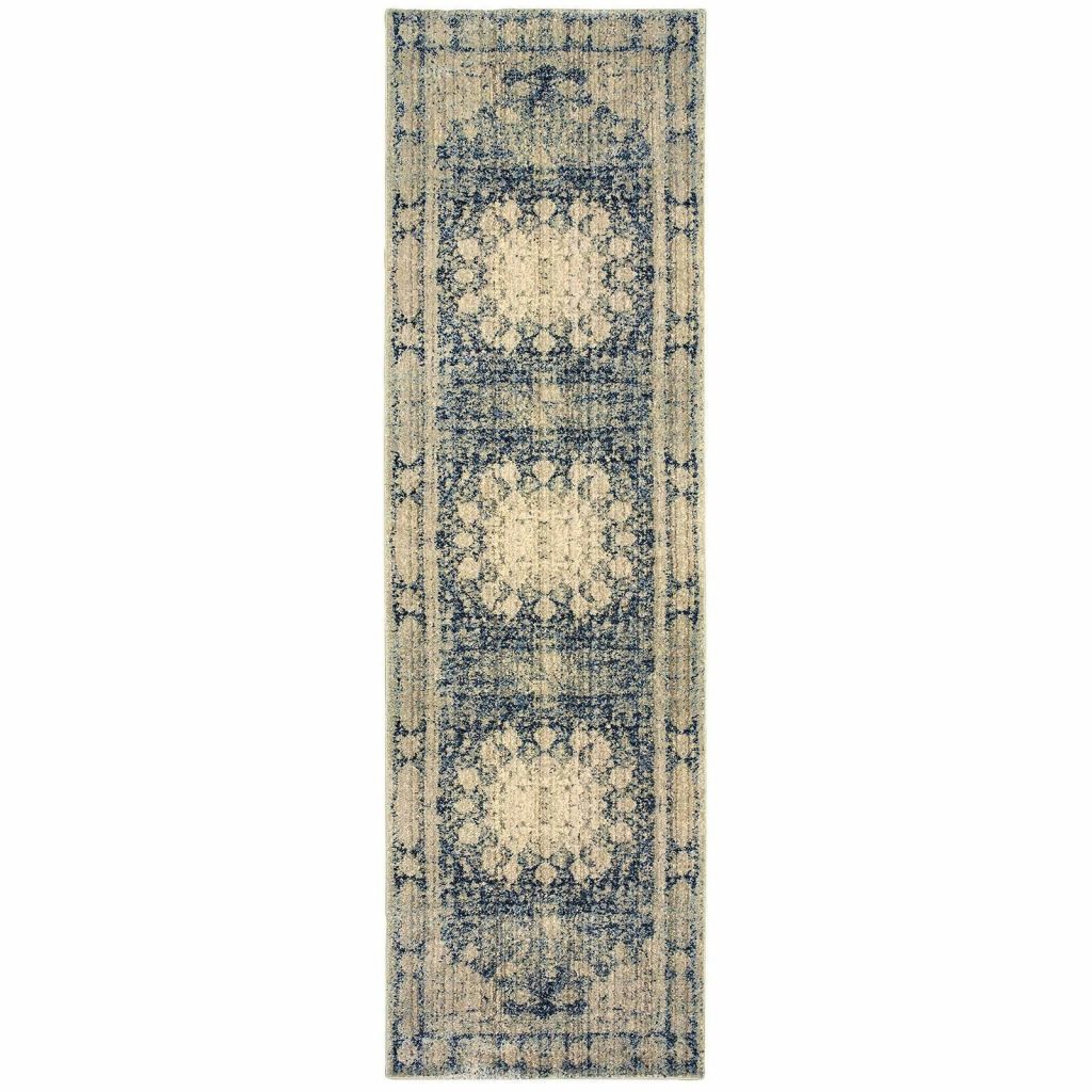 Woven - Empire Ivory Blue Oriental Distressed Traditional Rug