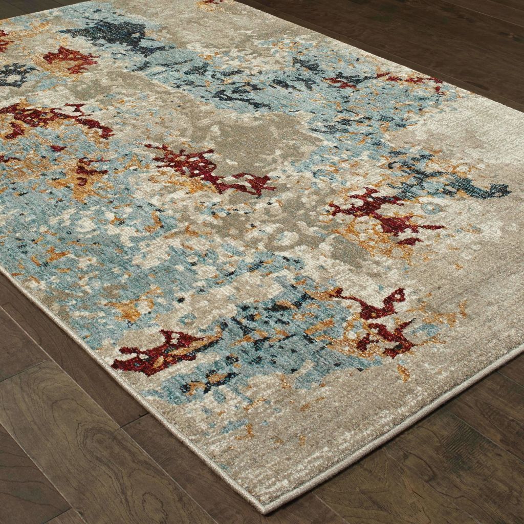 Woven - Evolution Beige Blue Abstract Abstract Contemporary Rug