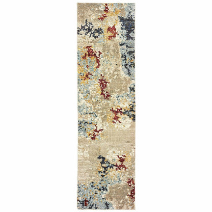 Woven - Evolution Beige Blue Abstract Abstract Contemporary Rug
