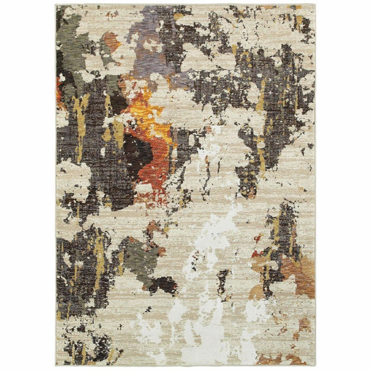 Evolution Beige Charcoal Abstract Abstract Contemporary Rug - Free Shipping