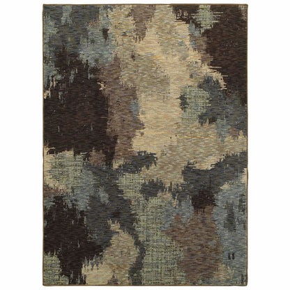Evolution Blue Brown Abstract Abstract Contemporary Rug - Free Shipping