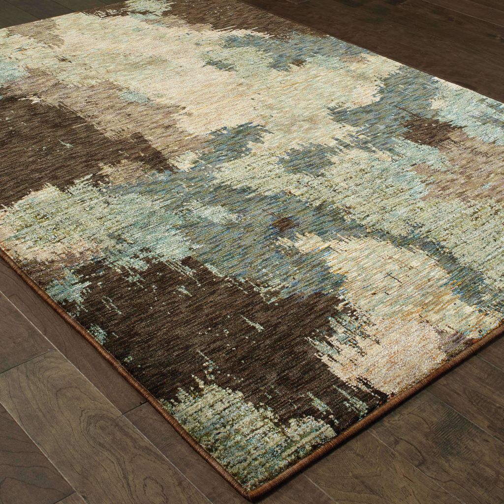 Woven - Evolution Blue Brown Abstract Abstract Contemporary Rug
