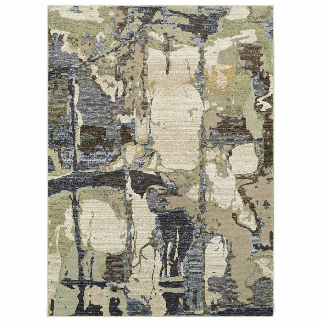 Evolution Blue Grey Abstract Abstract Contemporary Rug - Free Shipping