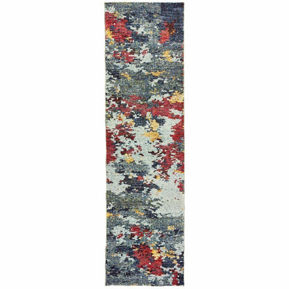 Woven - Evolution Blue Red Abstract Abstract Contemporary Rug