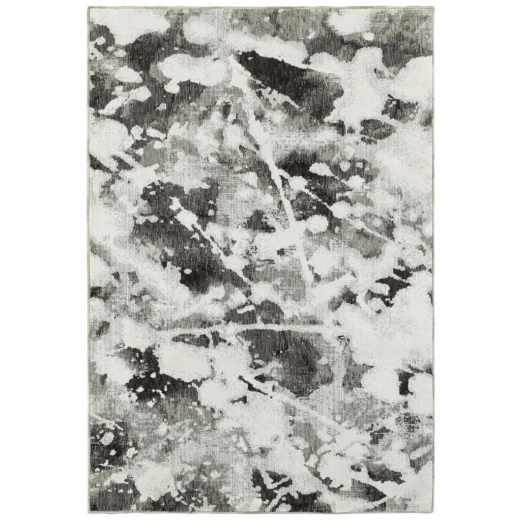 Evolution Charcoal White Abstract Abstract Contemporary Rug - Free Shipping