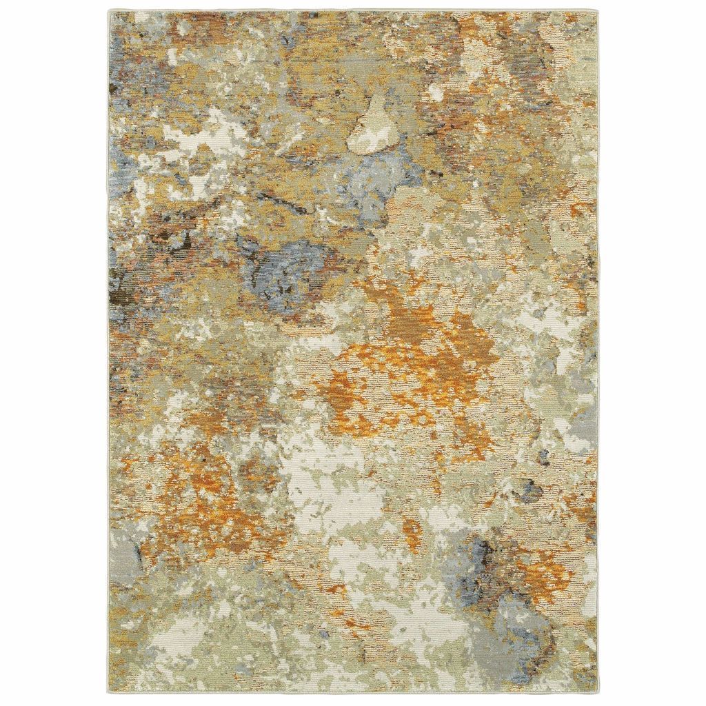 Evolution Gold Beige Abstract Abstract Contemporary Rug - Free Shipping