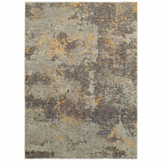Evolution Grey Gold Abstract Abstract Contemporary Rug - Free Shipping