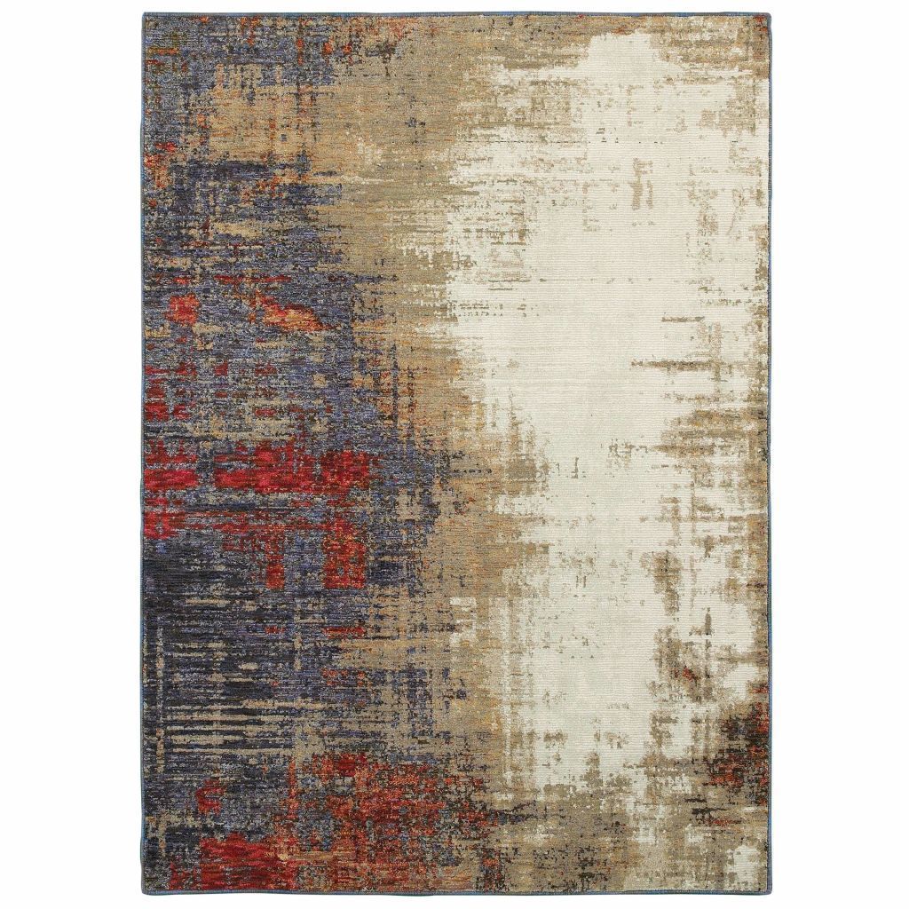 Evolution Ivory Multi Abstract Abstract Contemporary Rug - Free Shipping