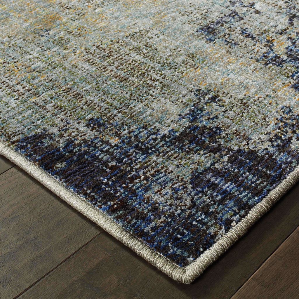 Woven - Evolution Navy Blue Abstract Abstract Contemporary Rug