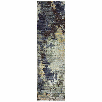 Woven - Evolution Navy Blue Abstract Abstract Contemporary Rug
