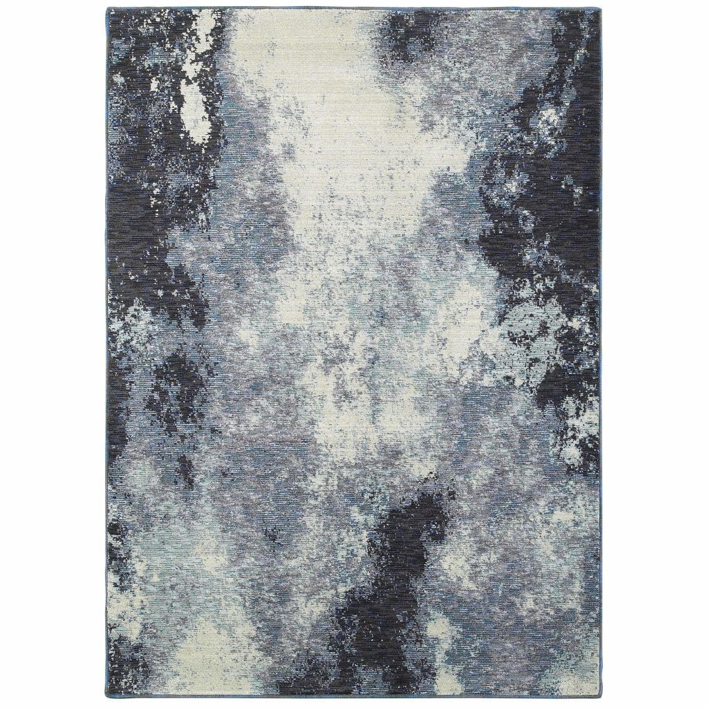 Evolution Navy Ivory Abstract Abstract Contemporary Rug - Free Shipping