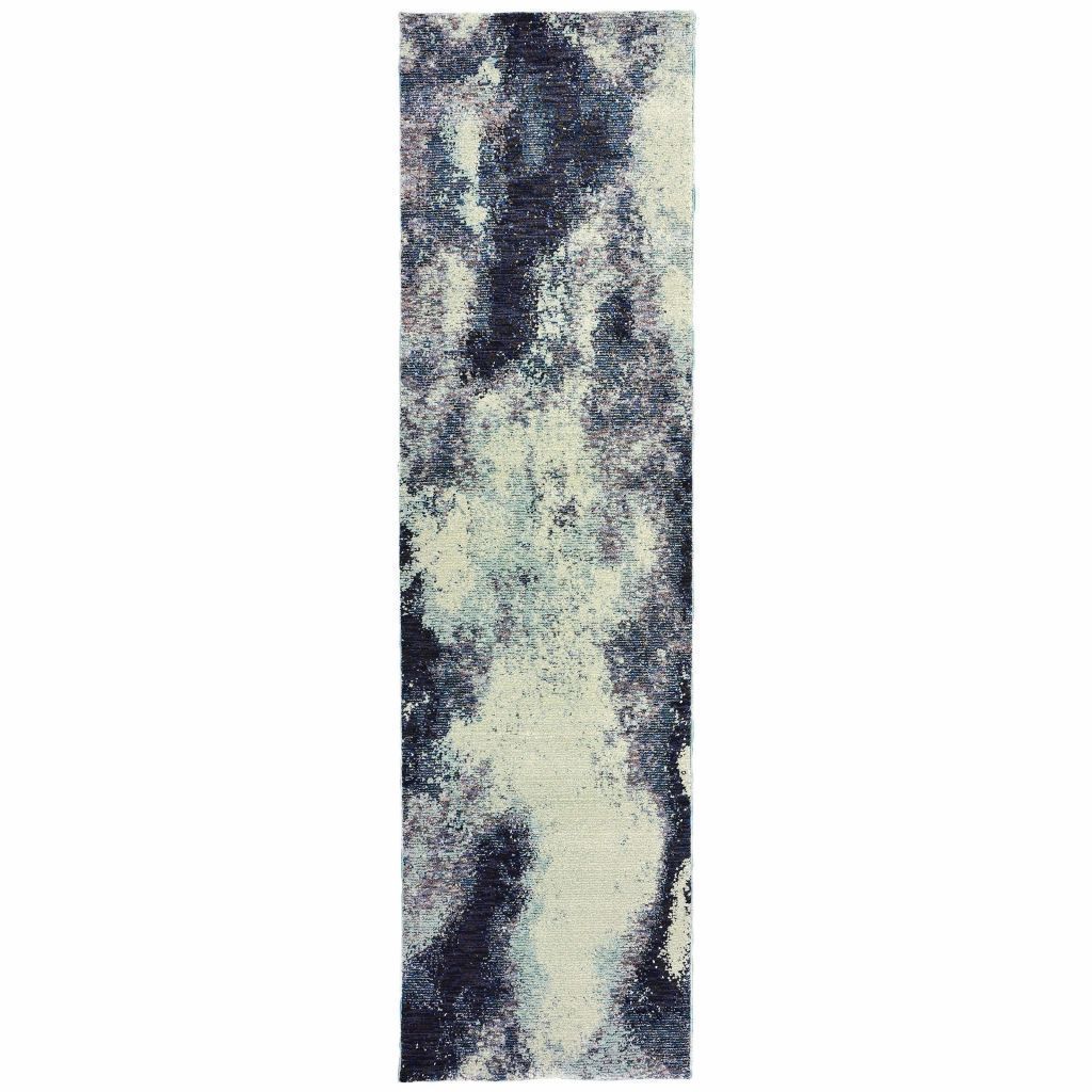 Woven - Evolution Navy Ivory Abstract Abstract Contemporary Rug