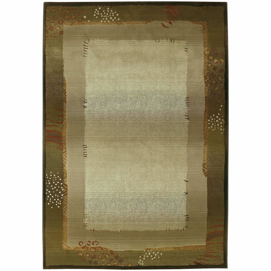 Generations Green Beige Border  Transitional Rug - Free Shipping
