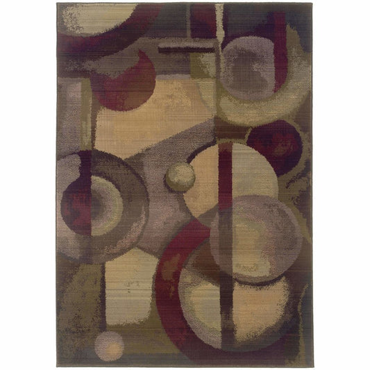 Generations Purple Green Abstract  Contemporary Rug - Free Shipping