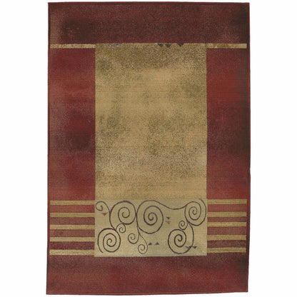 Generations Red Beige Border  Transitional Rug - Free Shipping